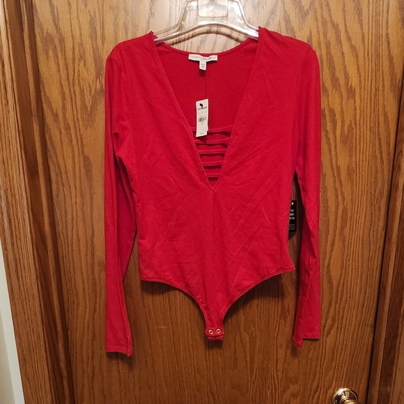 Red Long Sleeve Bodysuit Express,NWT - Picture 1 of 2
